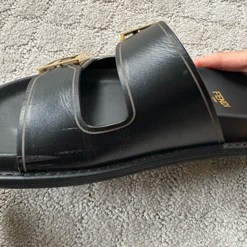 Fendi Black Leather “feel” Slides - size 36 - Picture 9 of 11
